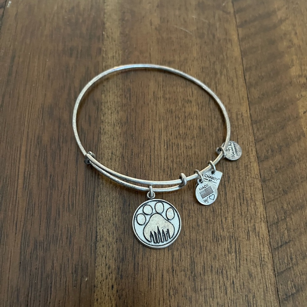 Alex and Ani Silver Paw Print Charm Bracelet